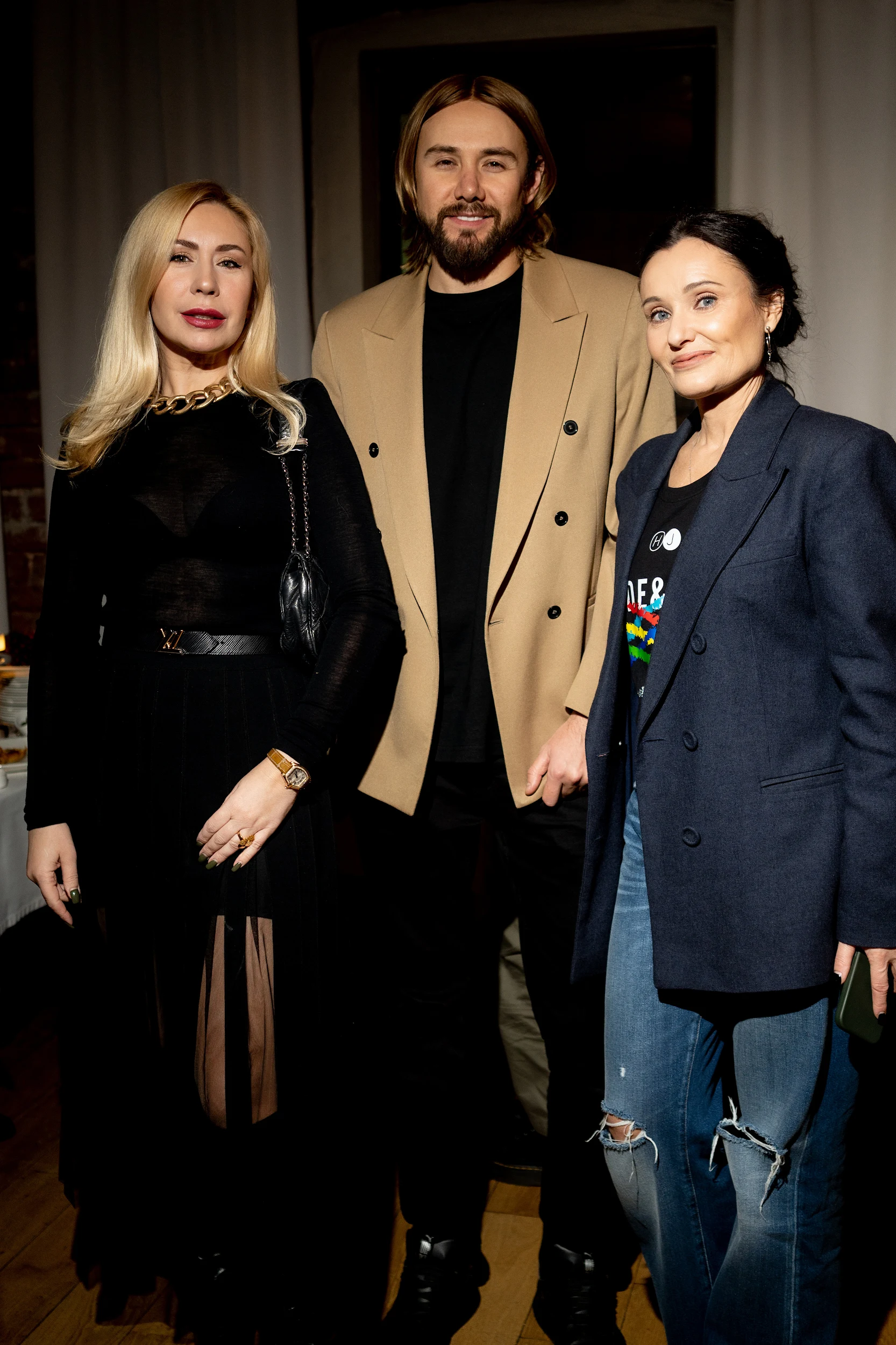Эльвира Янковская, Сергей Сухов, Павел Камин на презентации итальянского бренда Hide&Jack